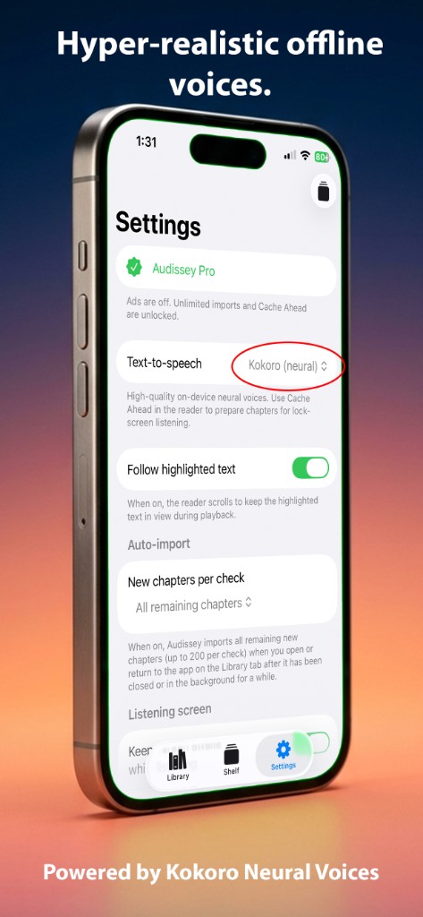 Audissey Settings with Kokoro neural voices and Audissey Pro unlocked